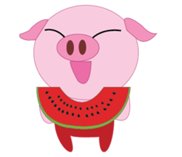 Pink Pig wearing a red pants sticker #11103987