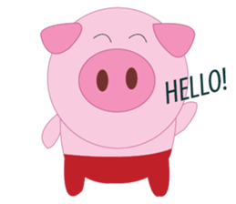 Pink Pig wearing a red pants sticker #11103990