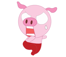 Pink Pig wearing a red pants sticker #11103991