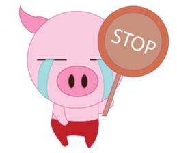 Pink Pig wearing a red pants sticker #11103995