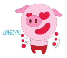 Pink Pig wearing a red pants sticker #11103997