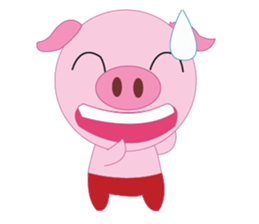 Pink Pig wearing a red pants sticker #11103998