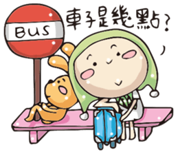 Miss Midolly talking about travel plan. sticker #11109429