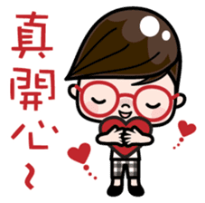 Boy with round glasses sticker #11118726