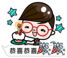 Boy with round glasses sticker #11118741