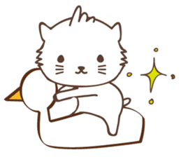 White cat family warmly sticker #11145688