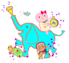 MOMO Ribbon-chan and the circus troupe sticker #11159440