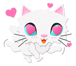 White cat Sanday sticker #11164350