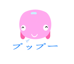 a momo of a pink bus sticker #11171984