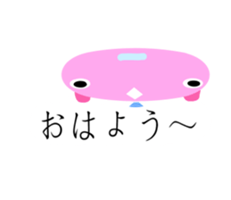 a momo of a pink bus sticker #11171986