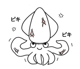 The cat and the Japanese common squid sticker #11174314