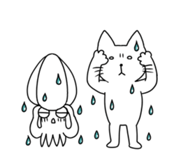 The cat and the Japanese common squid sticker #11174318