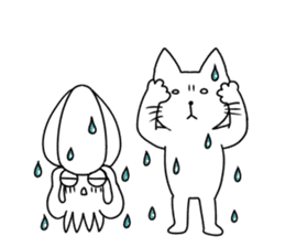 The cat and the Japanese common squid sticker #11174318