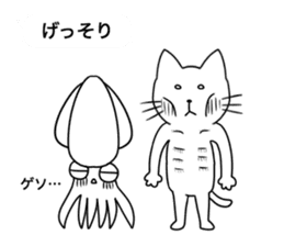 The cat and the Japanese common squid sticker #11174327