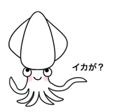 The cat and the Japanese common squid sticker #11174329