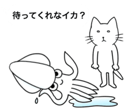 The cat and the Japanese common squid sticker #11174330