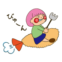 Fried prawn girl stamp