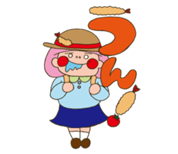 Fried prawn girl stamp sticker #11182744
