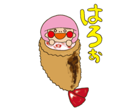Fried prawn girl stamp sticker #11182746