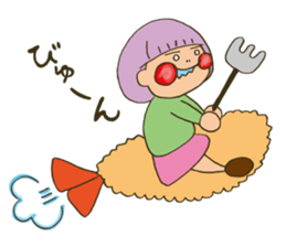 Fried prawn girl stamp sticker #11182752