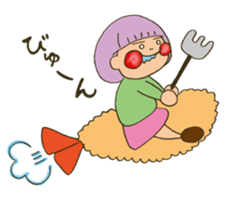 Fried prawn girl stamp sticker #11182752