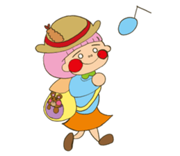 Fried prawn girl stamp sticker #11182753