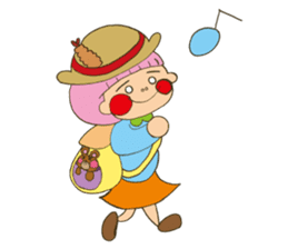 Fried prawn girl stamp sticker #11182753