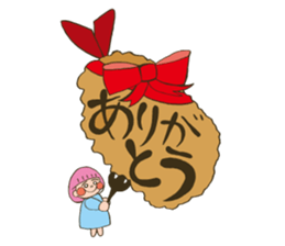 Fried prawn girl stamp sticker #11182761