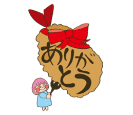 Fried prawn girl stamp sticker #11182761
