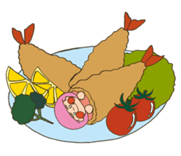 Fried prawn girl stamp sticker #11182774