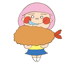 Fried prawn girl stamp sticker #11182775