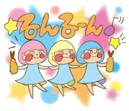 Fried prawn girl stamp sticker #11182776