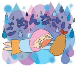 Fried prawn girl stamp sticker #11182779