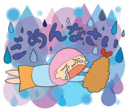 Fried prawn girl stamp sticker #11182779