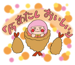 Fried prawn girl stamp sticker #11182780