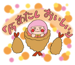 Fried prawn girl stamp sticker #11182780