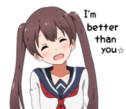 Sarcastic girl with pigtails sticker #11187956