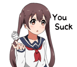 Sarcastic girl with pigtails sticker #11187958