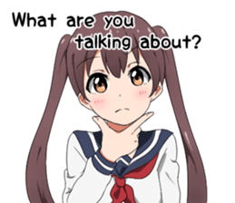 Sarcastic girl with pigtails sticker #11187962