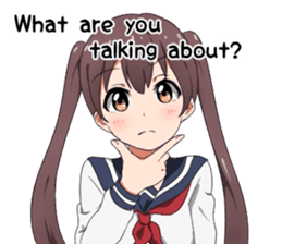 Sarcastic girl with pigtails sticker #11187962