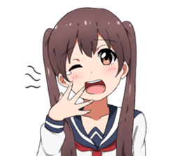 Sarcastic girl with pigtails sticker #11187966