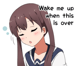 Sarcastic girl with pigtails sticker #11187972