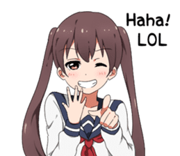 Sarcastic girl with pigtails sticker #11187982