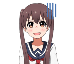 Sarcastic girl with pigtails sticker #11187998