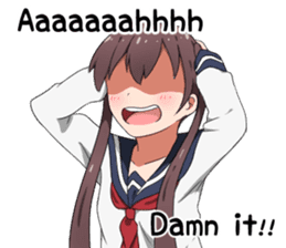 Sarcastic girl with pigtails sticker #11188018