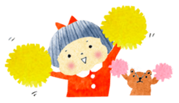 Girl of red cheeks and ribbon sticker #11188185