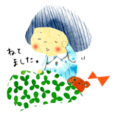 Girl of red cheeks and ribbon sticker #11188189