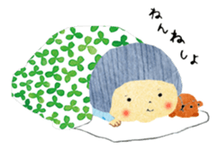 Girl of red cheeks and ribbon sticker #11188192