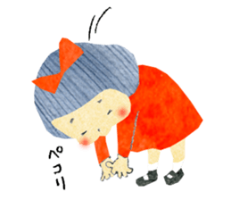 Girl of red cheeks and ribbon sticker #11188194