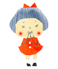 Girl of red cheeks and ribbon sticker #11188195